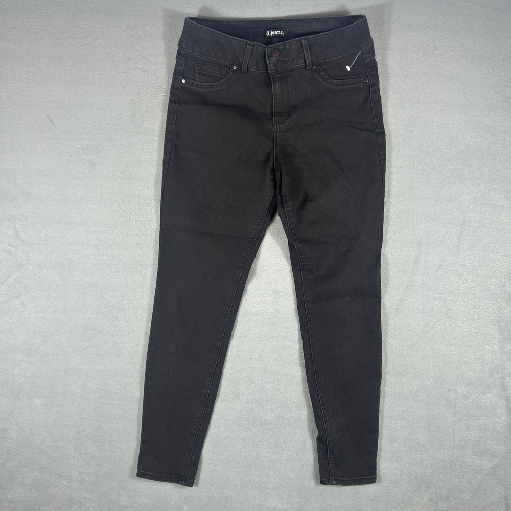 d.jeans Womens Jeans 10 Black Skinny Fit Full Length Stretch Denim Solid